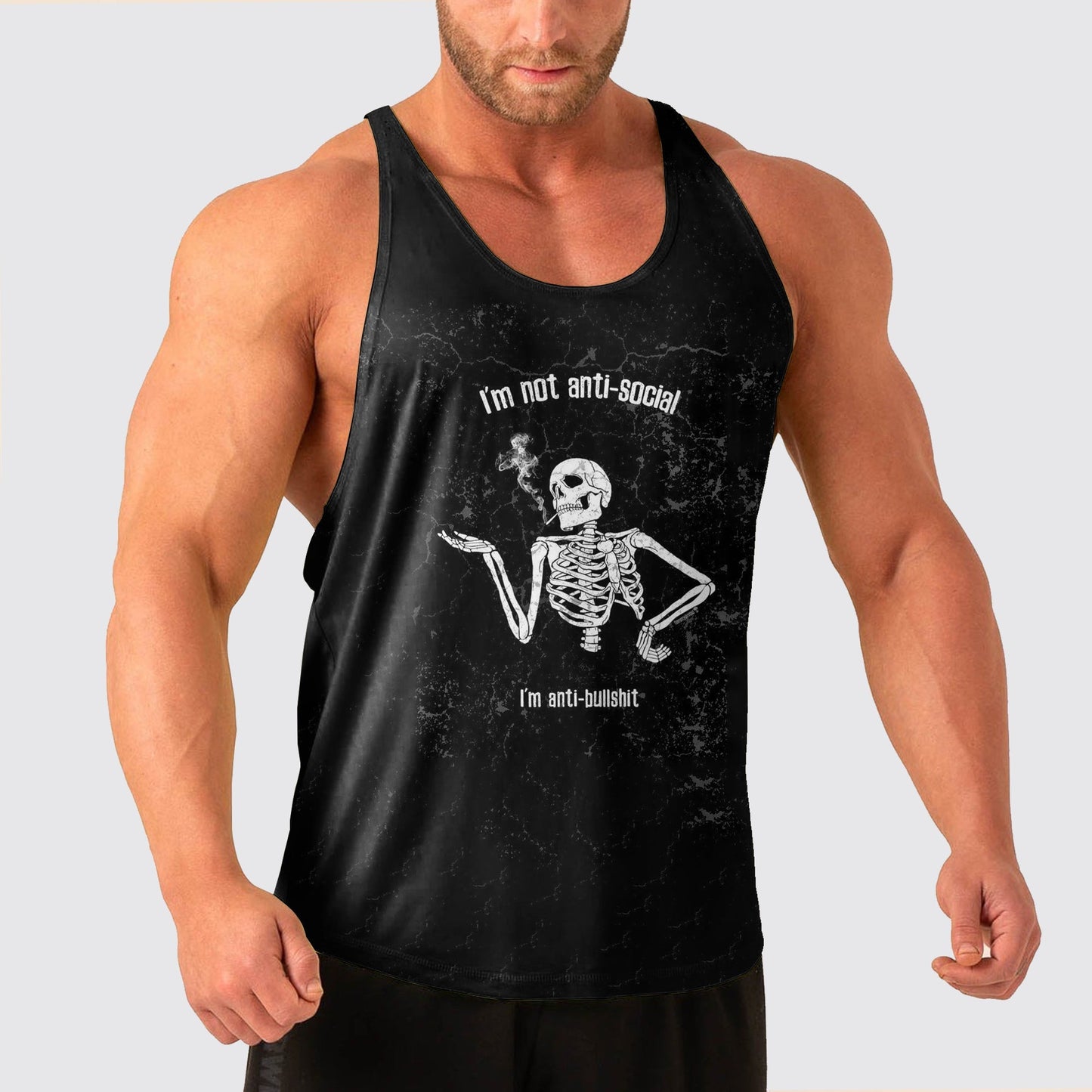 Skull Power Training Tank Top for Men- AA05649