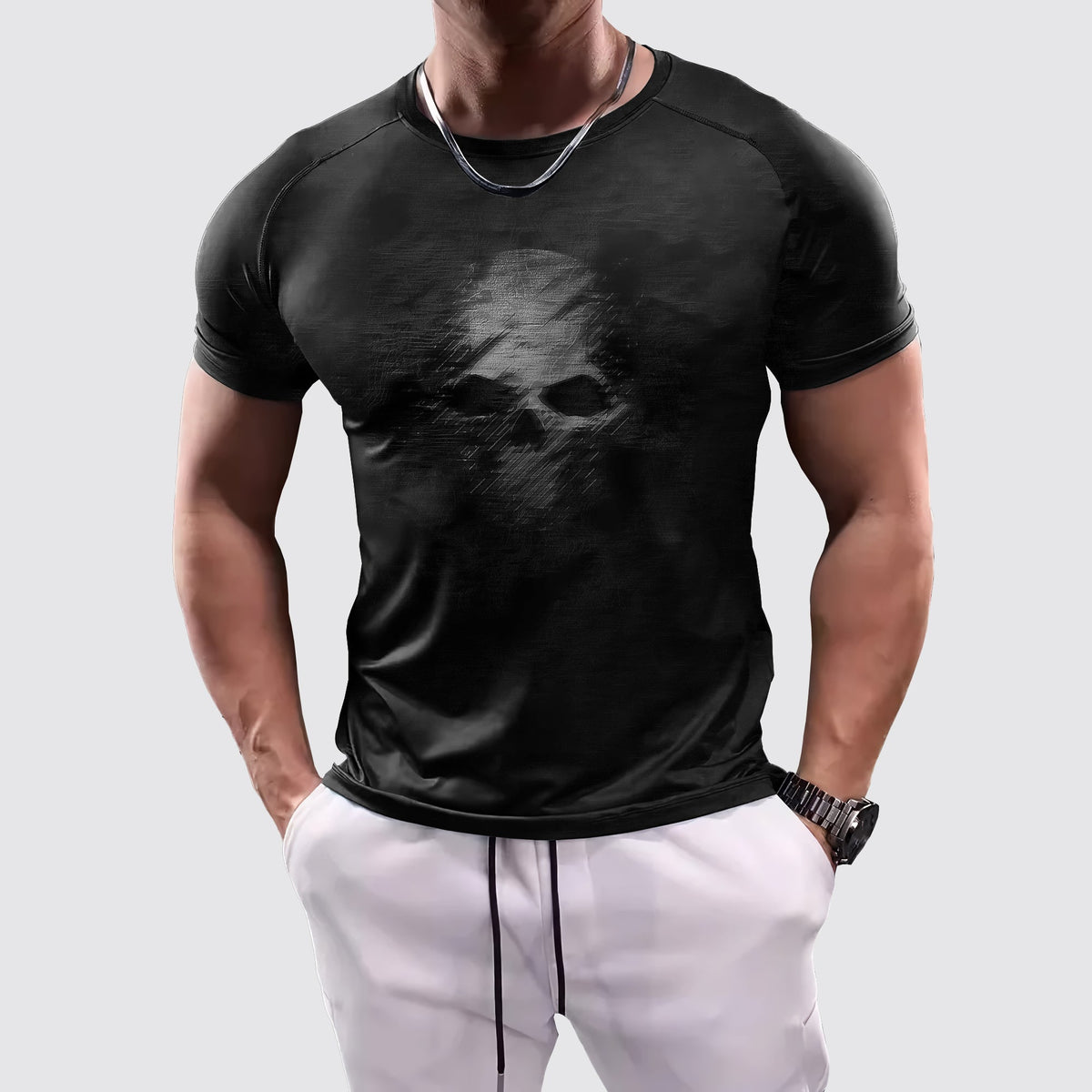 Skull 3D Tight-Fitting Tee- AA06043
