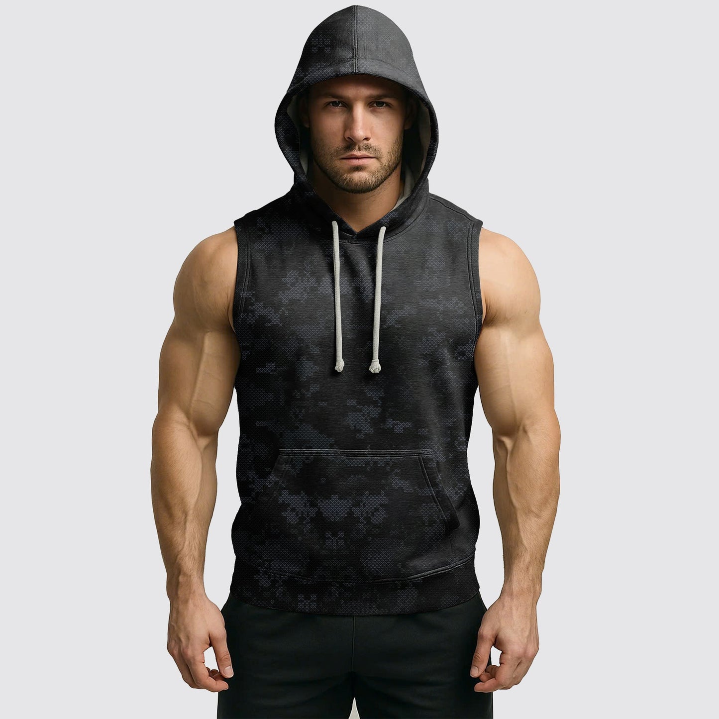 Men's Camo Sleeveless Hoodie- AA06562
