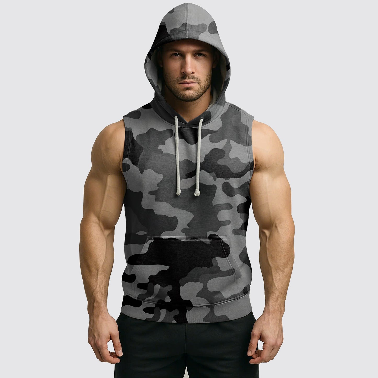 Men's Camo Sleeveless Hoodie- AA06575