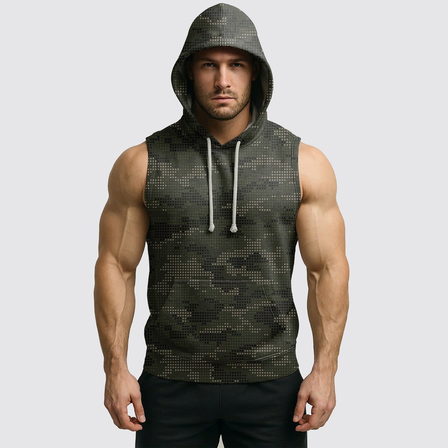 Men's Camo Sleeveless Hoodie- AA06593