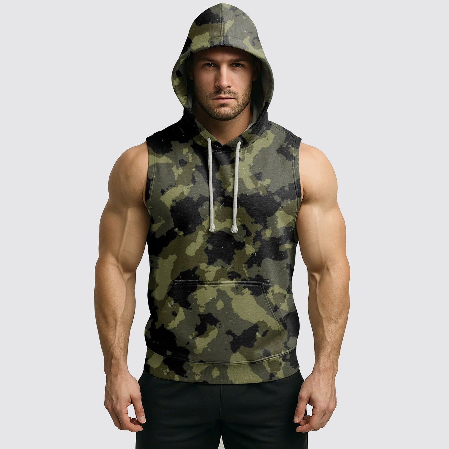 Men's Camo Sleeveless Hoodie- AA06611