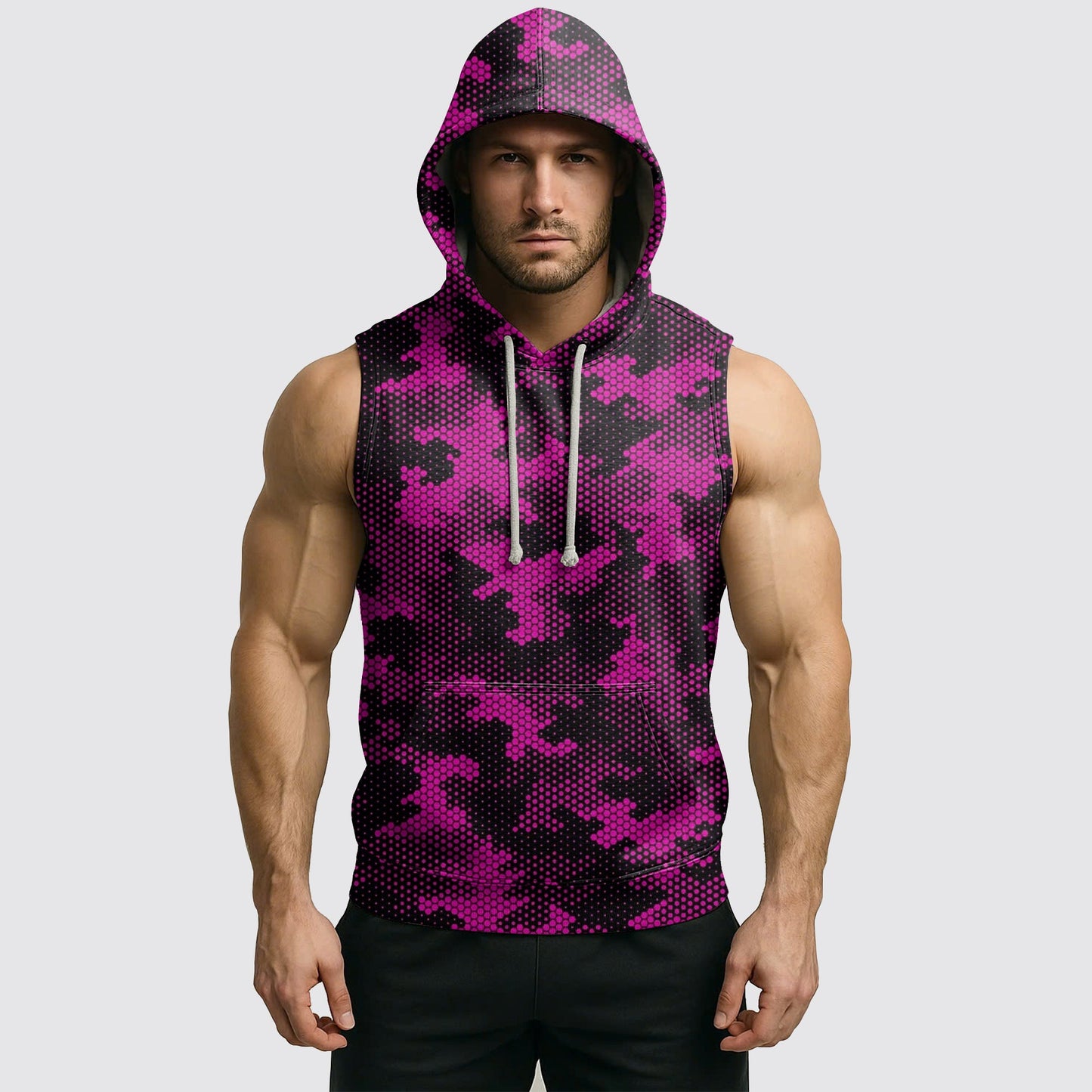 Men's Camo Sleeveless Hoodie- AA08255