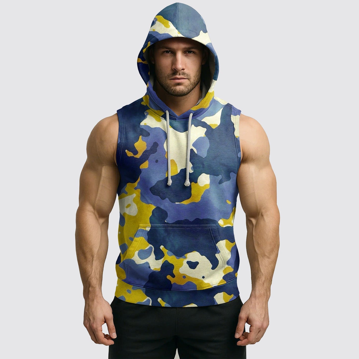 Men's Camo Sleeveless Hoodie- AA08285