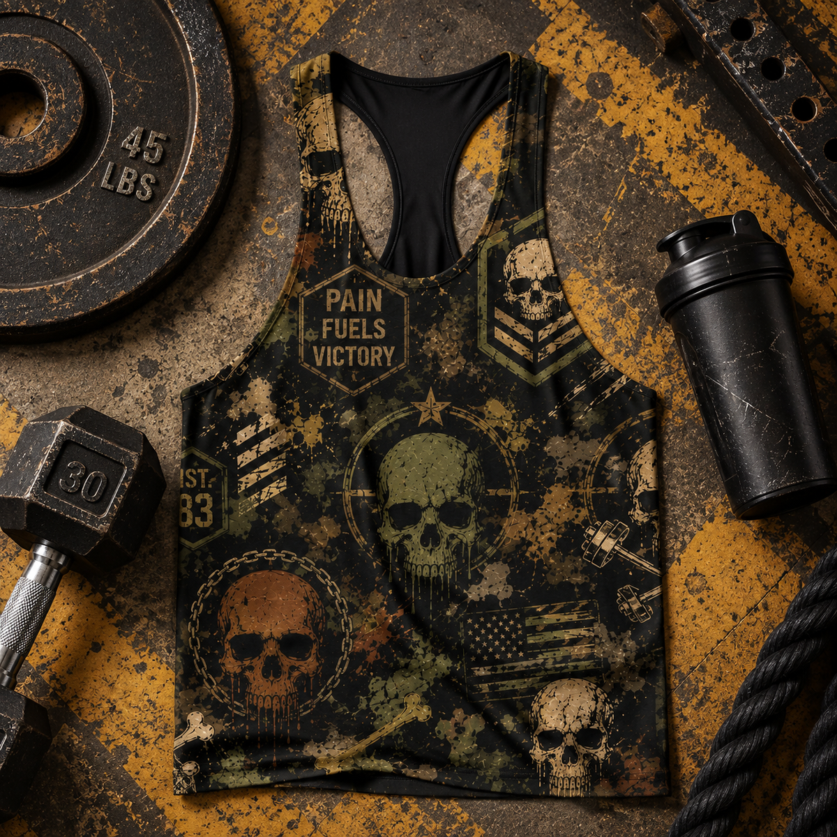 Camo Racerback Tank Top – Tactical Strength for Bodybuilders- TT03205