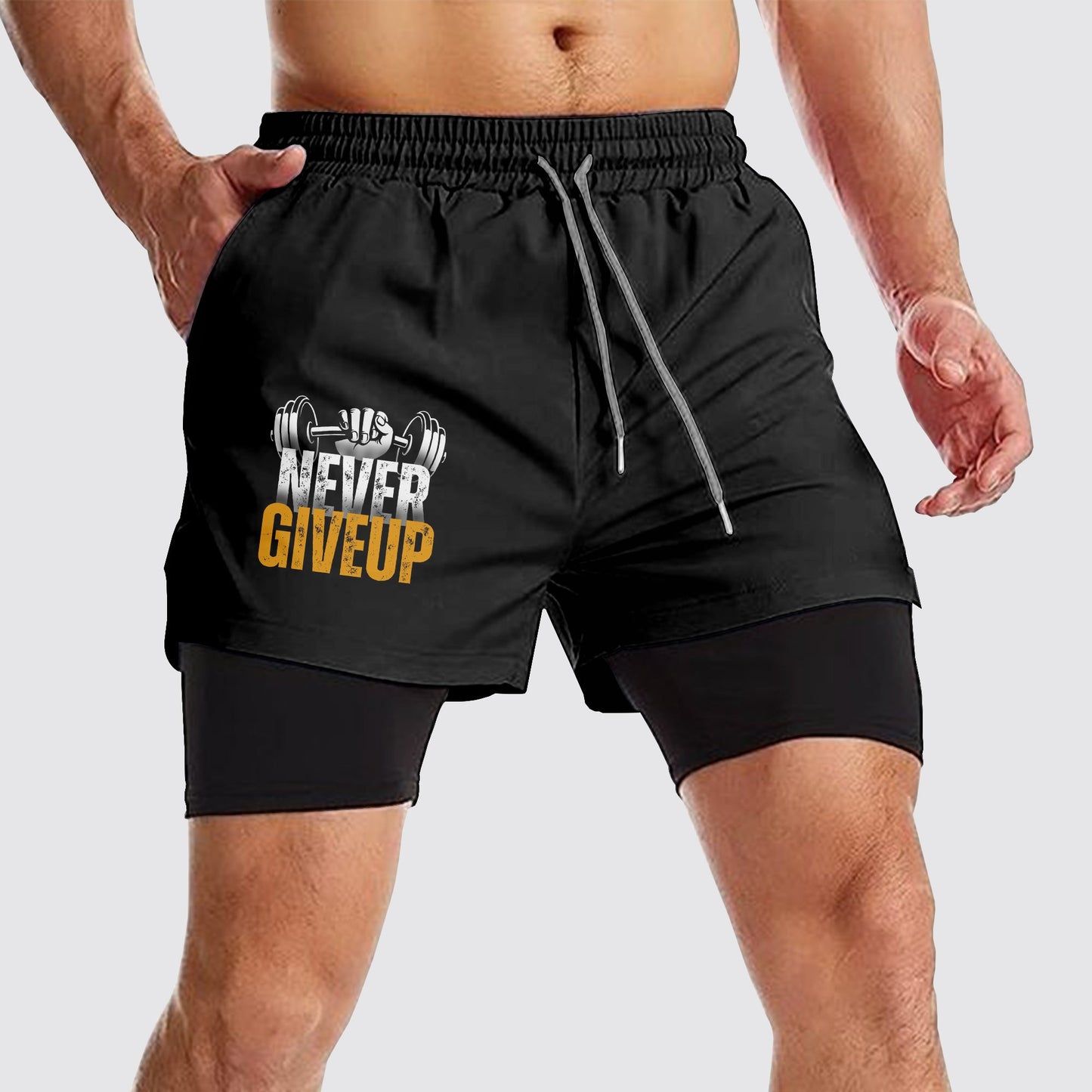 Double Layer Performance Shorts: Your Gym Training Essential!- AA01051