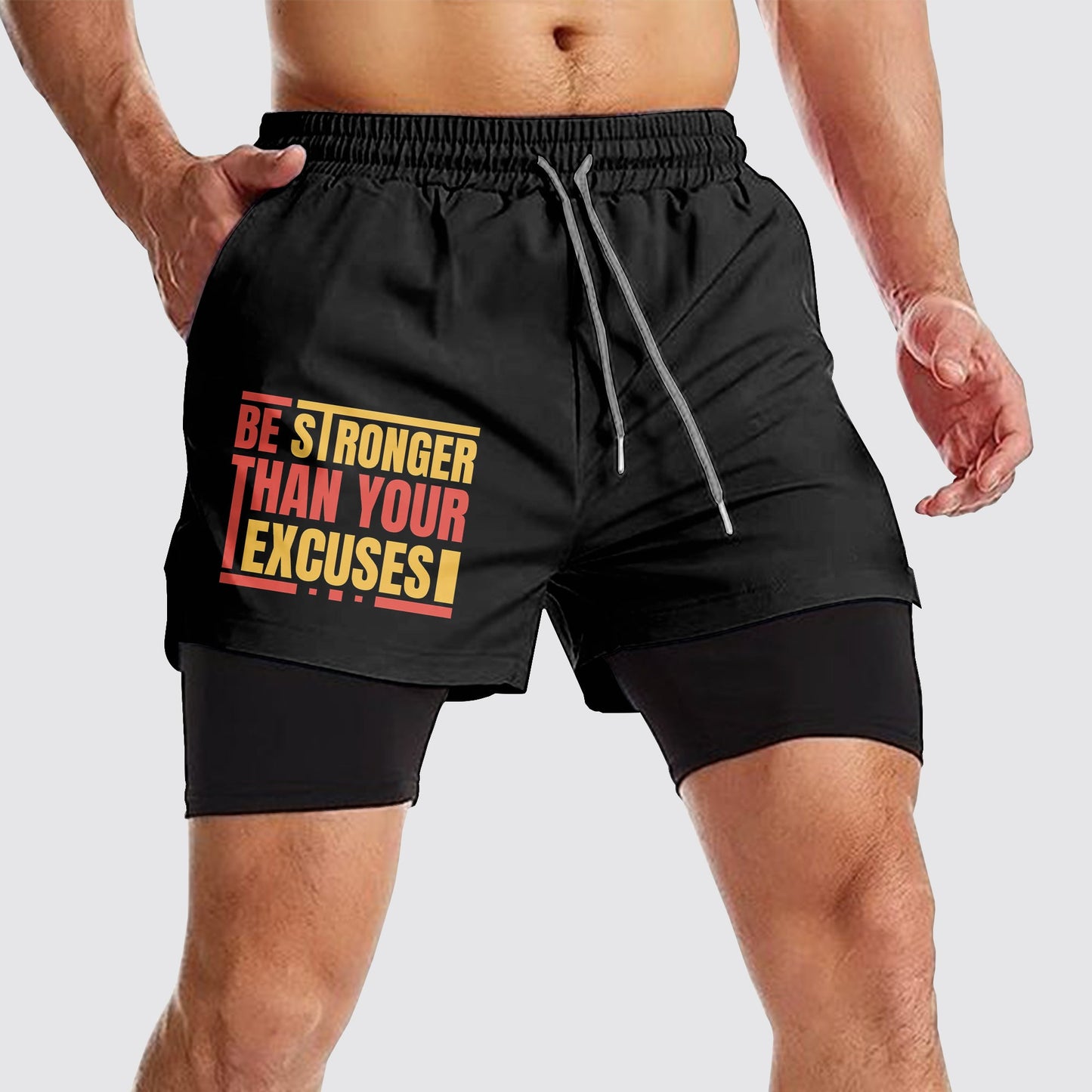 Double Layer Performance Shorts: Your Gym Training Essential!- AA01074