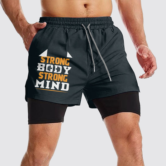 Double Layer Performance Shorts: Your Gym Training Essential!- AA01076