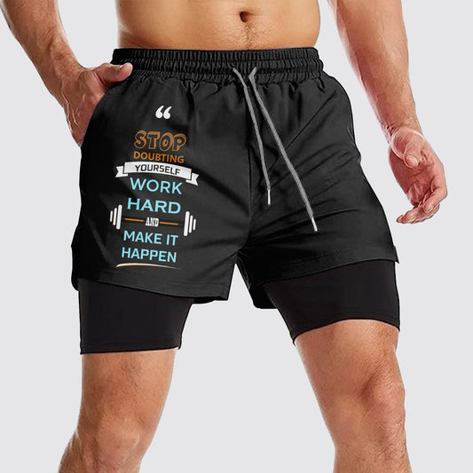 Double Layer Performance Shorts: Your Gym Training Essential!- AA01089