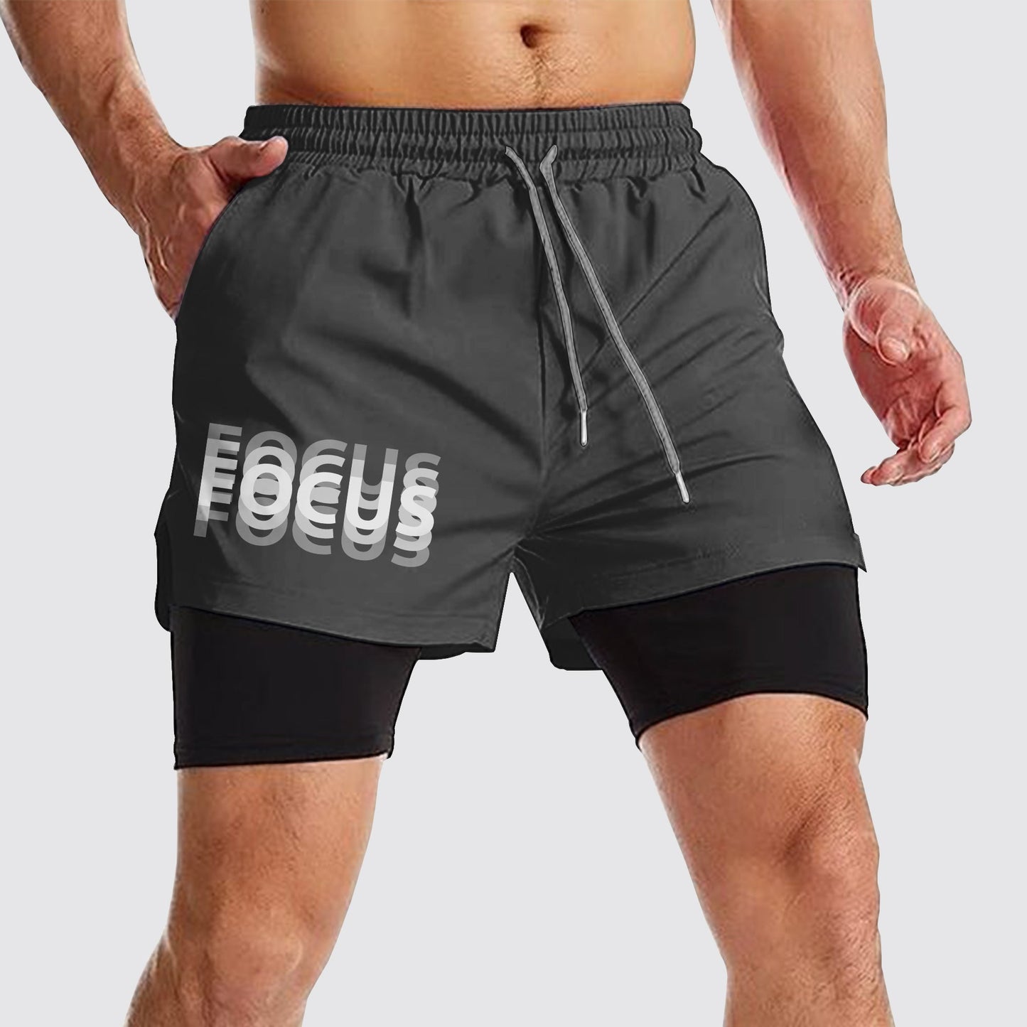 Double Layer Performance Shorts: Your Gym Training Essential!- AA02342