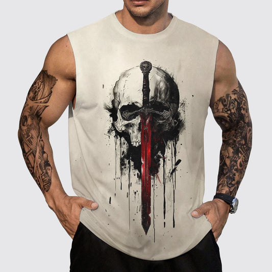 Skull 3D Round Neck Tank Top- AA05476