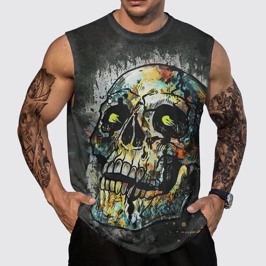 Skull 3D Round Neck Tank Top- AA05512