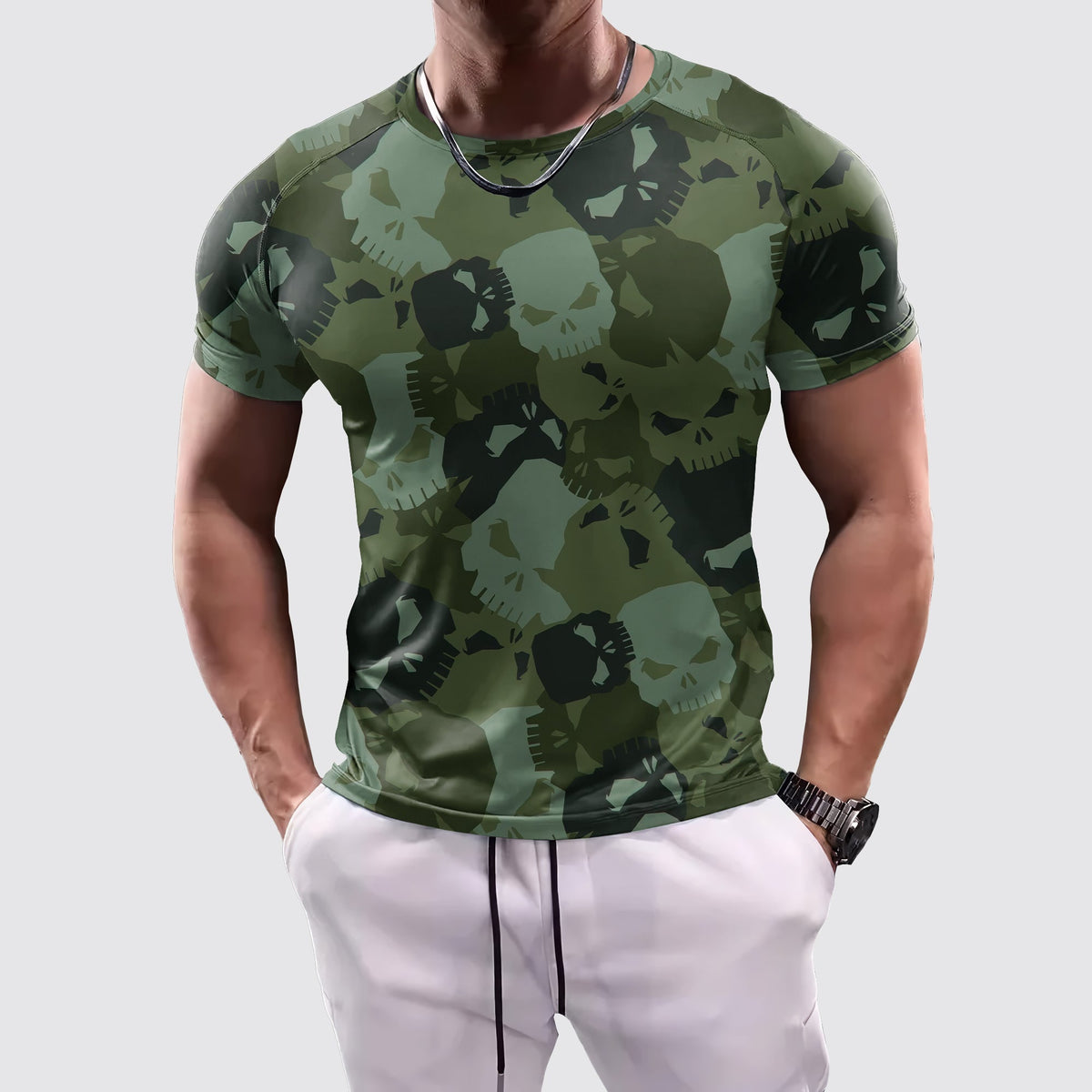 Skull 3D Tight-Fitting Tee- AA06025