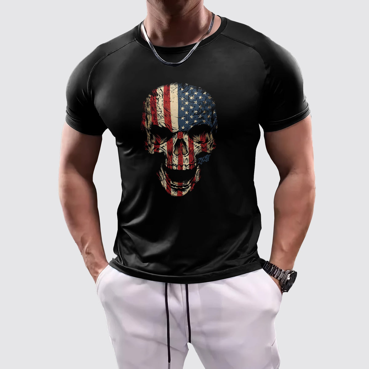 Skull 3D Tight-Fitting Tee- AA06027