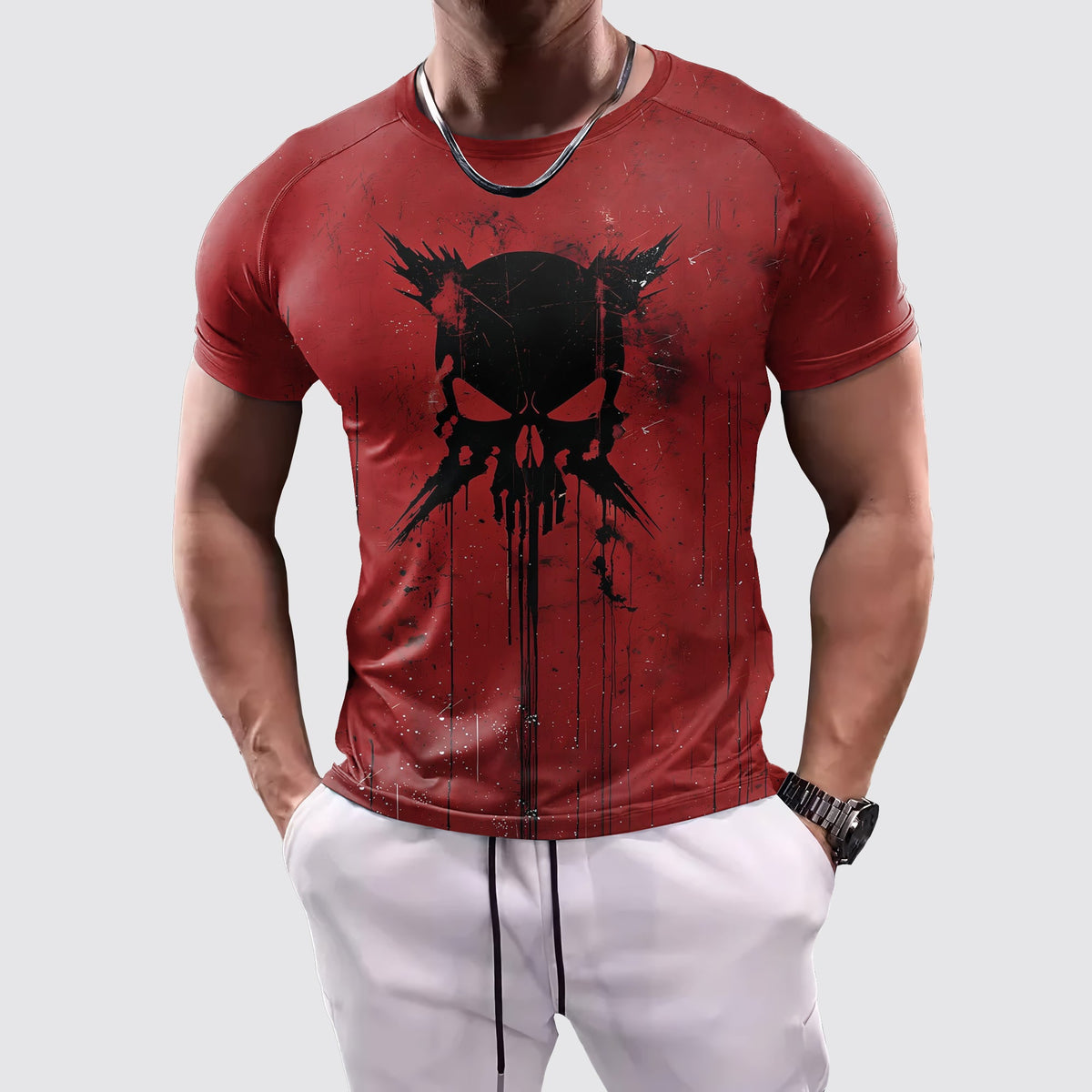 Skull 3D Tight-Fitting Tee- AA06048