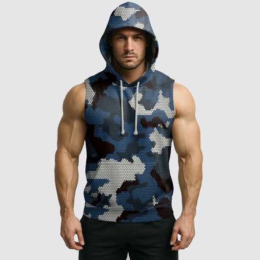 Men's Camo Sleeveless Hoodie- AA06558