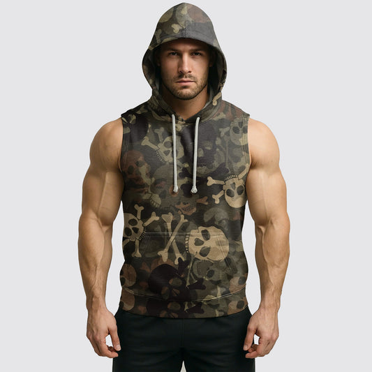 Men's Camo Sleeveless Hoodie- AA06559