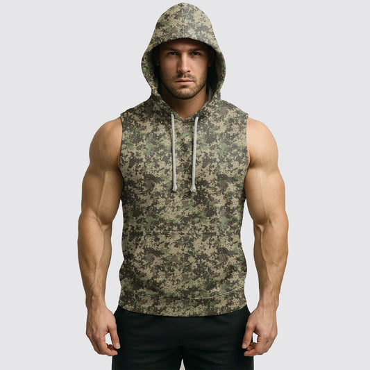 Men's Camo Sleeveless Hoodie- AA06564