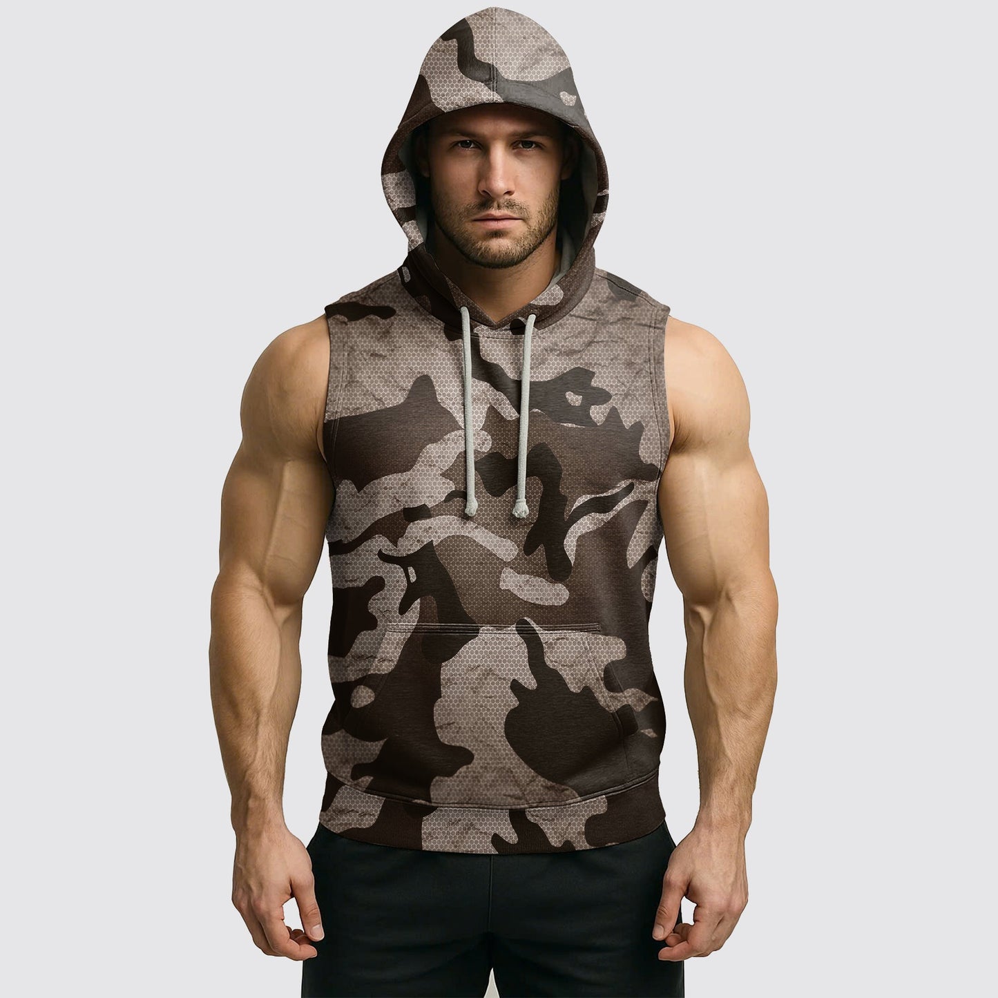 Men's Camo Sleeveless Hoodie- AA06565