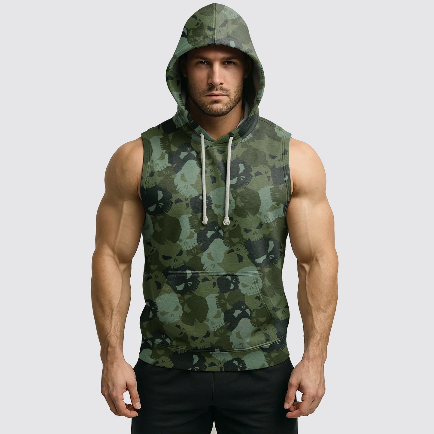 Men's Camo Sleeveless Hoodie- AA06567