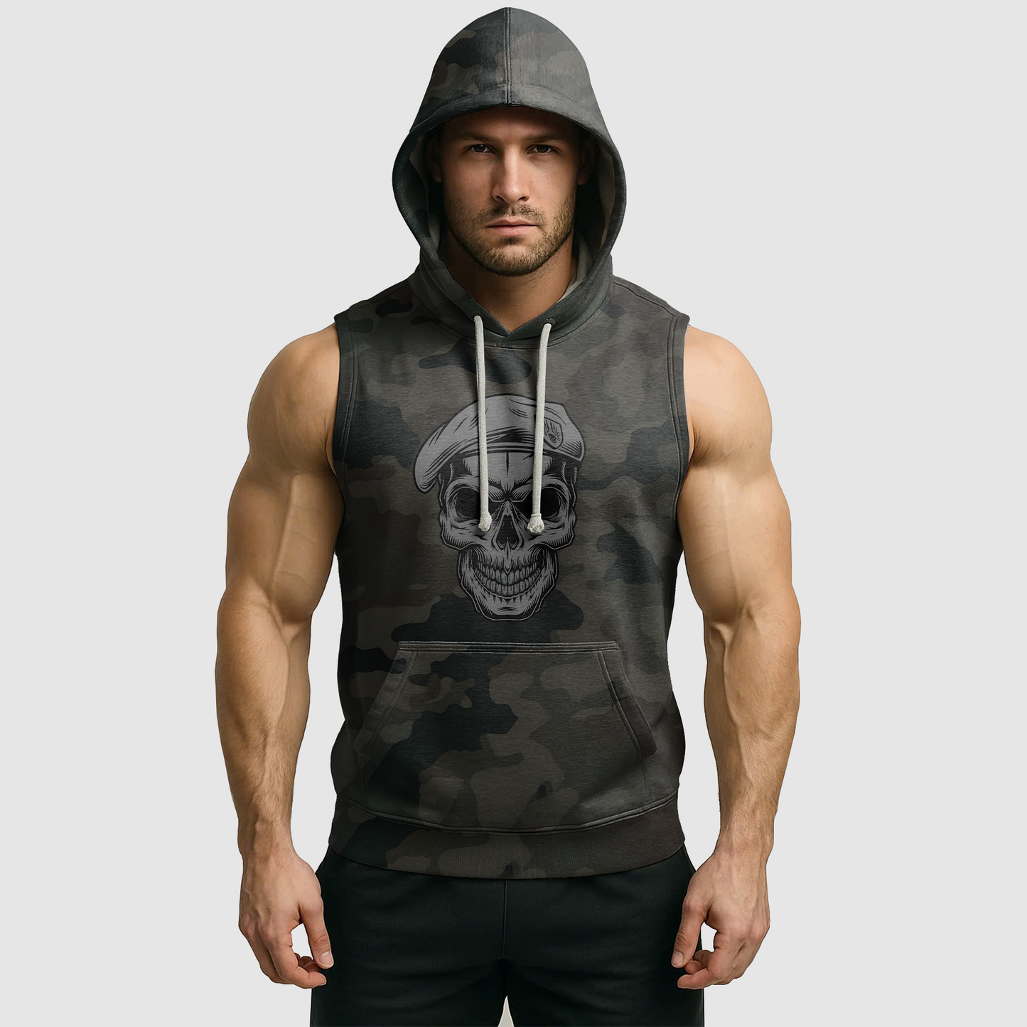 Men's Camo Sleeveless Hoodie- AA06572