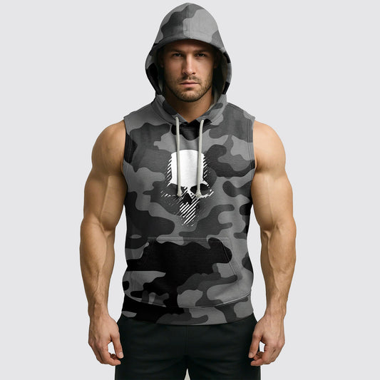 Men's Camo Sleeveless Hoodie- AA06573