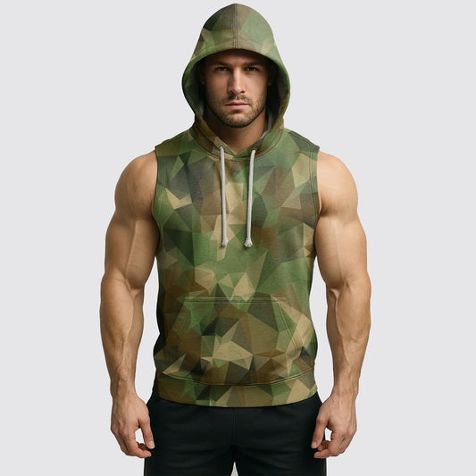 Men's Camo Sleeveless Hoodie- AA06577