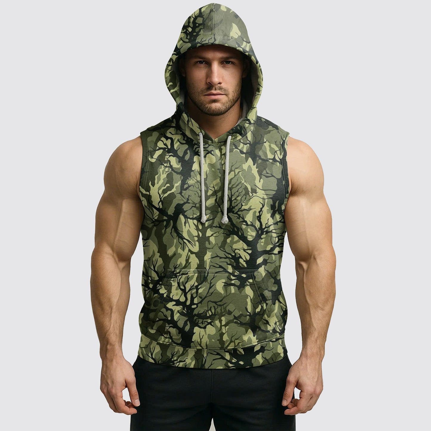 Men's Camo Sleeveless Hoodie- AA06579