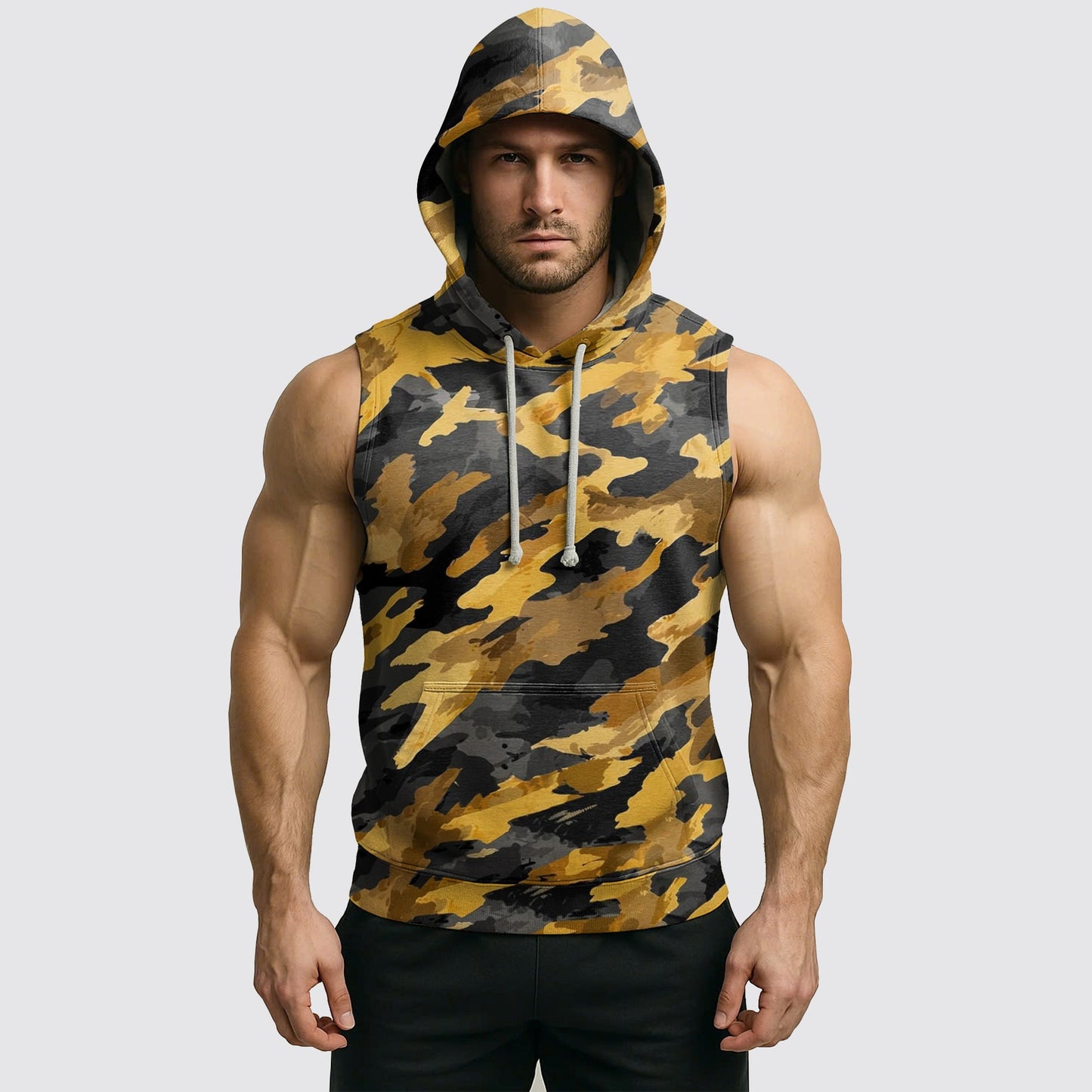 Men's Camo Sleeveless Hoodie- AA06580