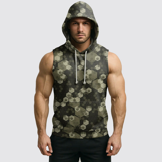 Men's Camo Sleeveless Hoodie- AA06582