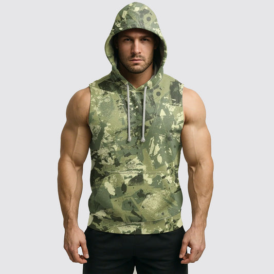 Men's Camo Sleeveless Hoodie- AA06584