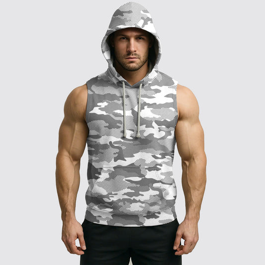 Men's Camo Sleeveless Hoodie- AA06587