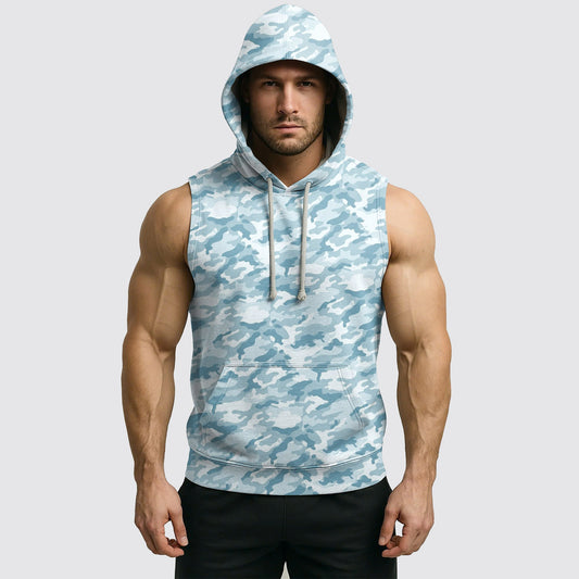 Men's Camo Sleeveless Hoodie- AA06588