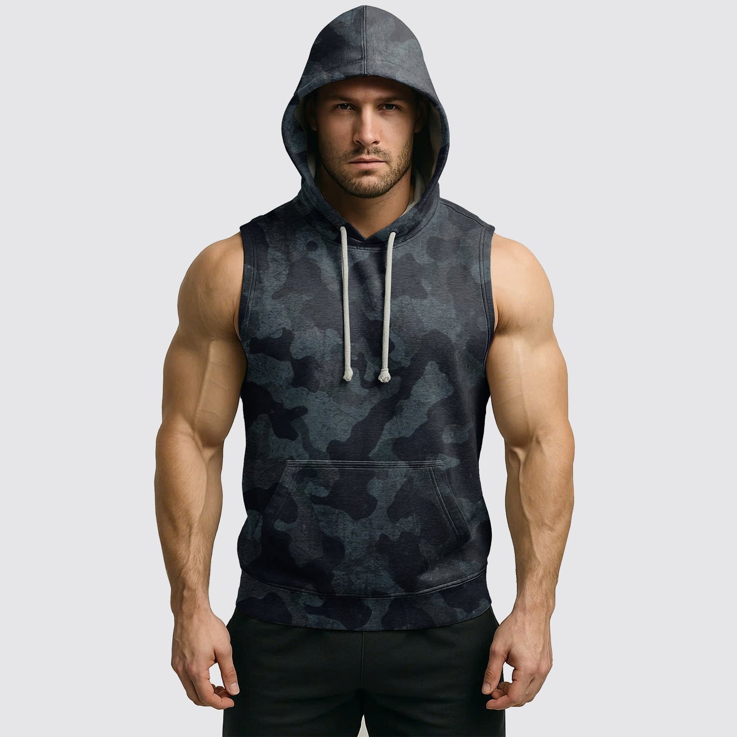 Men's Camo Sleeveless Hoodie- AA06591