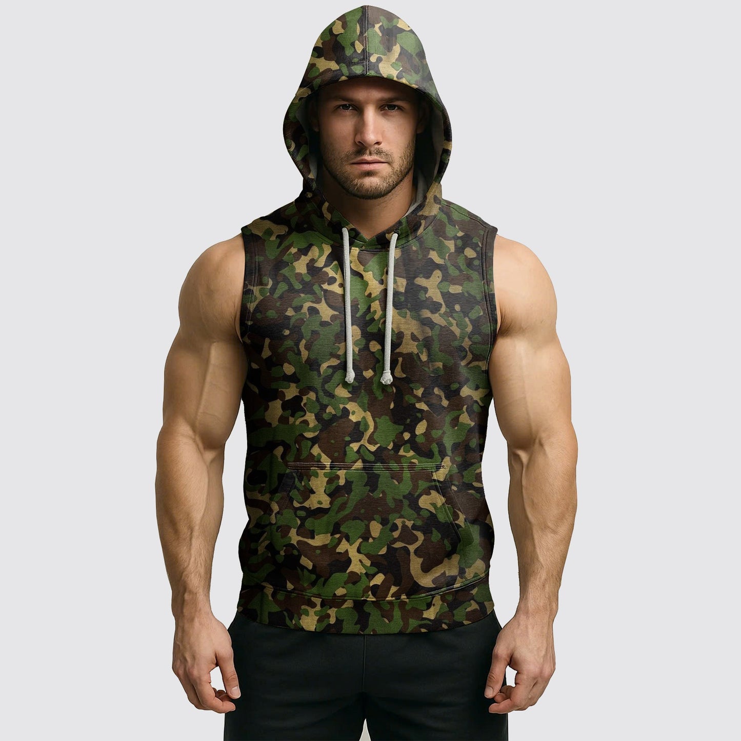 Men's Camo Sleeveless Hoodie- AA06594
