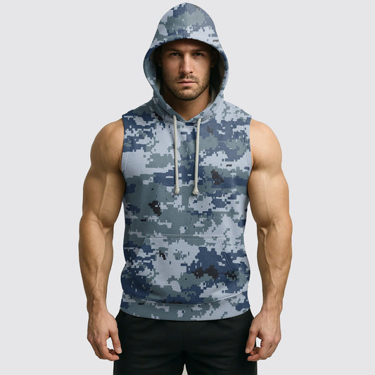 Men's Camo Sleeveless Hoodie- AA06596
