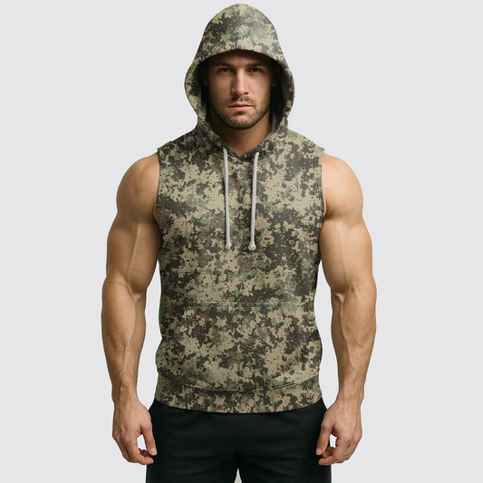 Men's Camo Sleeveless Hoodie- AA06597