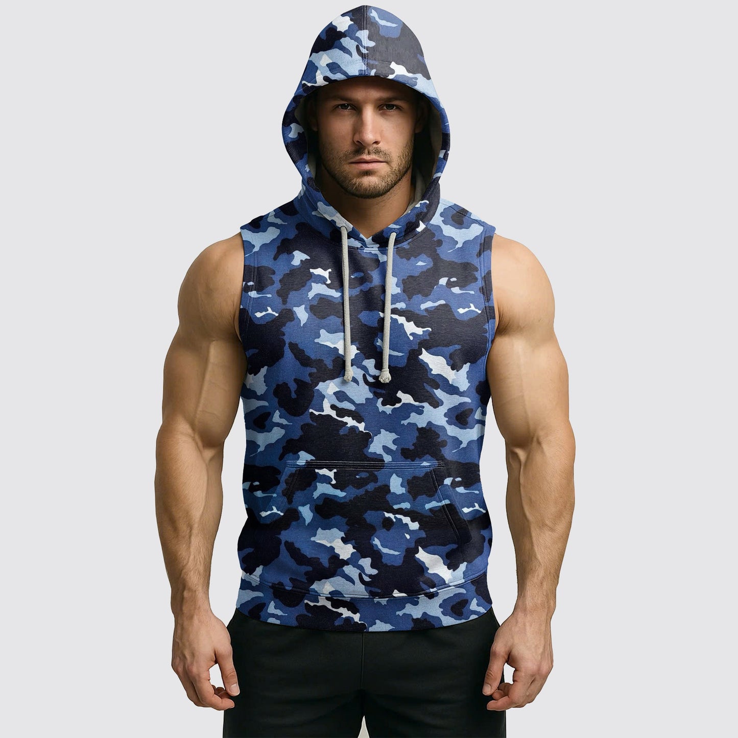 Men's Camo Sleeveless Hoodie- AA06599
