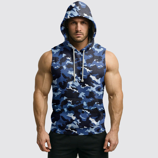 Men's Camo Sleeveless Hoodie- AA06599