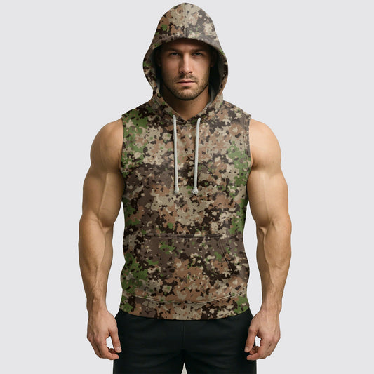 Men's Camo Sleeveless Hoodie- AA06600