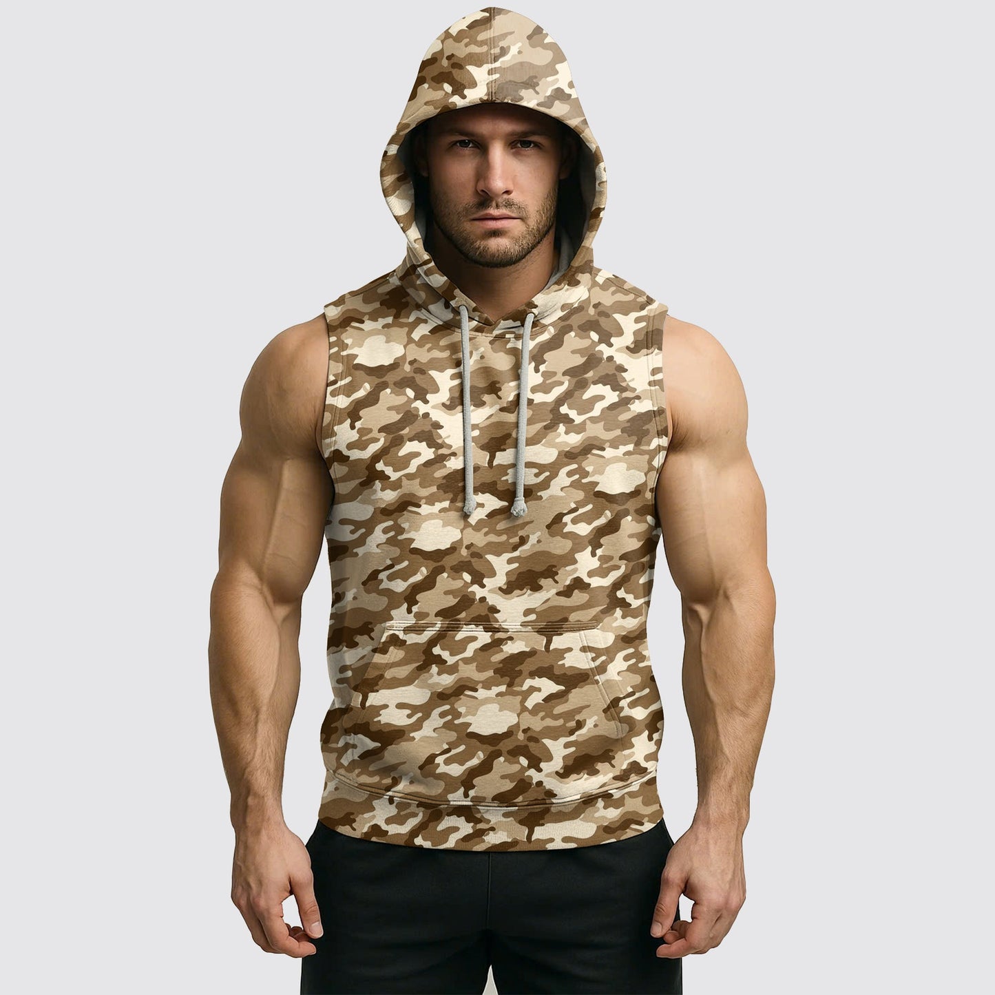 Men's Camo Sleeveless Hoodie- AA06602