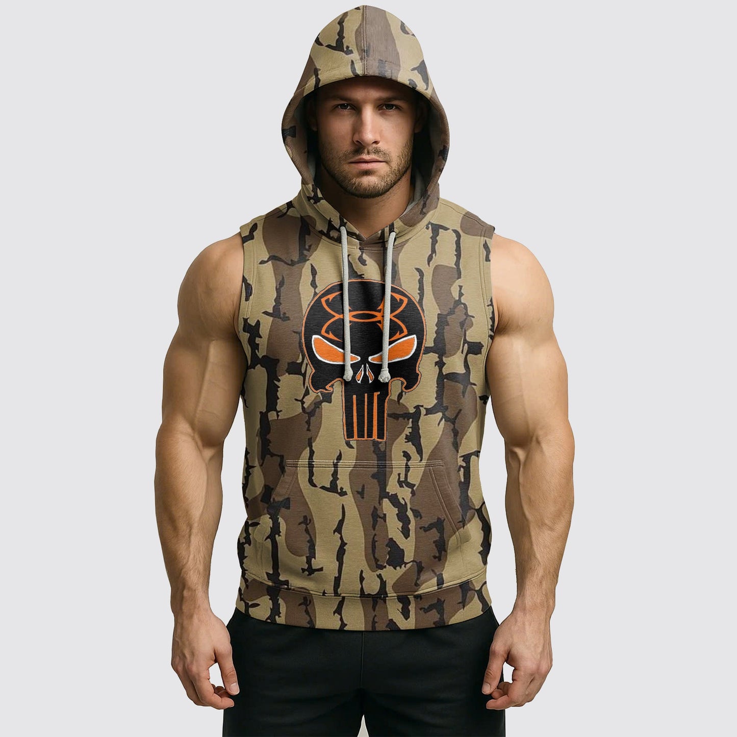 Men's Camo Sleeveless Hoodie- AA06604