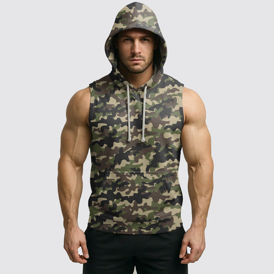 Men's Camo Sleeveless Hoodie- AA06612