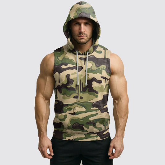 Men's Camo Sleeveless Hoodie- AA06613