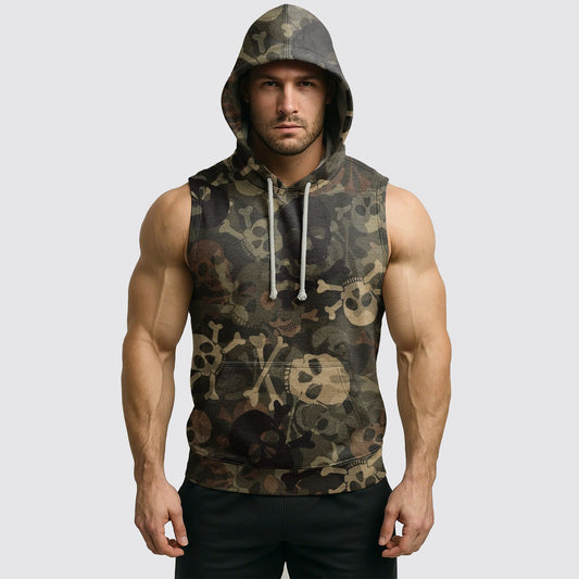 Men's Camo Sleeveless Hoodie- AA06616