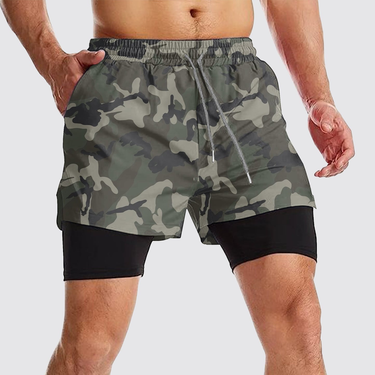 Camo Double Layer Performance Shorts- AA08087