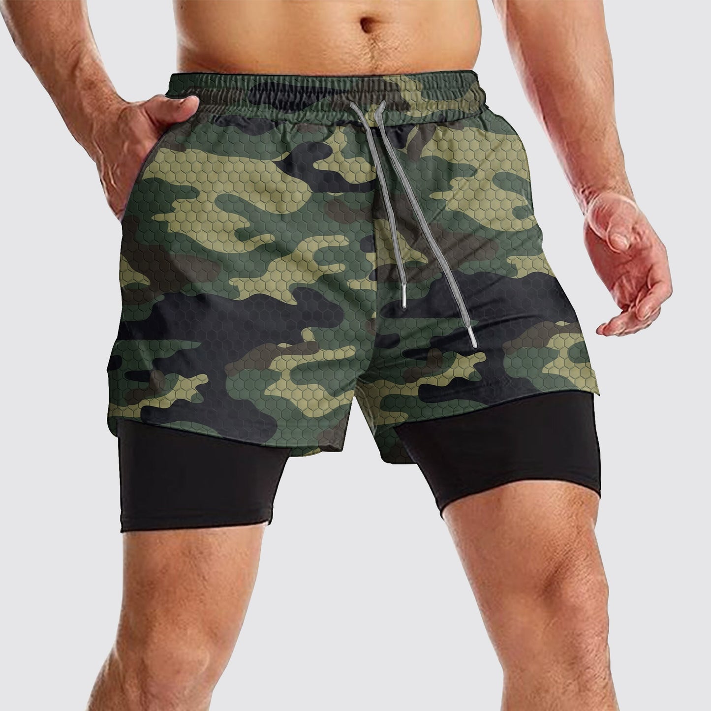 Camo Double Layer Performance Shorts- AA08101
