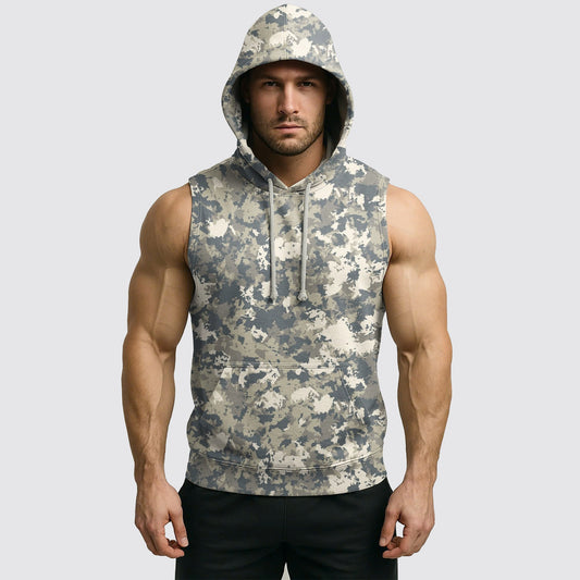 Men's Camo Sleeveless Hoodie- AA08252