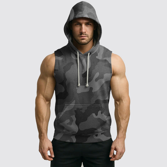 Men's Camo Sleeveless Hoodie- AA08254