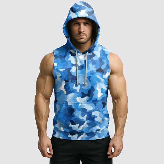Men's Camo Sleeveless Hoodie- AA08256